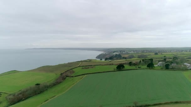 Ślady Lotnicze Nad Polami Nadmorskim Krajobrazem Żyznym Obszarze Południowego Devon — Wideo stockowe