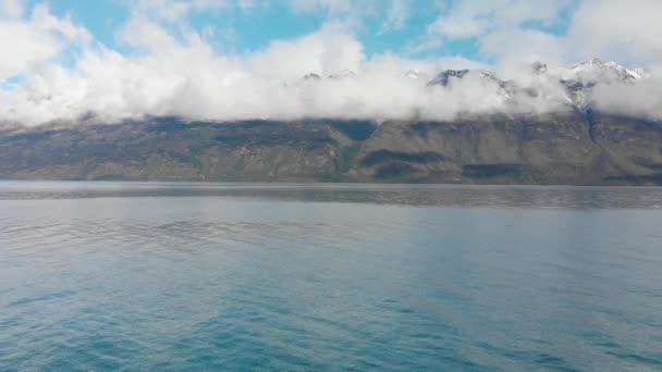 Slowmo Survoler Magnifique Lac Bleu Wakatipu Queenstown Nouvelle Zélande Avec — Video