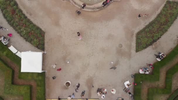 Festival Comida Palacio Troja Praga Aerial Drone — Vídeo de stock