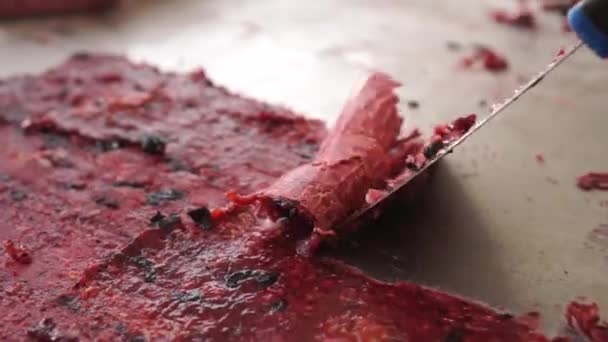 Kochen Süße Handgemachte Erdbeere Blaubeere Brombeere Gerührt Gebratenes Rolleis Dessert — Stockvideo