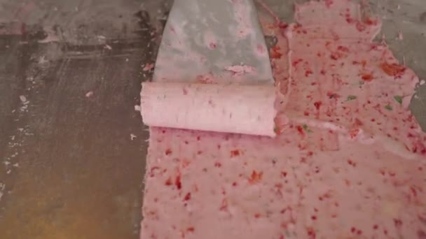 Μαγείρεμα Γλυκιά Χειροποίητη Φράουλα Βατόμουρο Βατόμουρο Ανακατέψτε Τηγανητά Έλασης Επιδόρπιο — Αρχείο Βίντεο