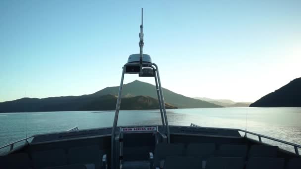 Manhã Cedo Nascer Sol Barco Cruzeiro Queen Charlotte Sound Nova — Vídeo de Stock