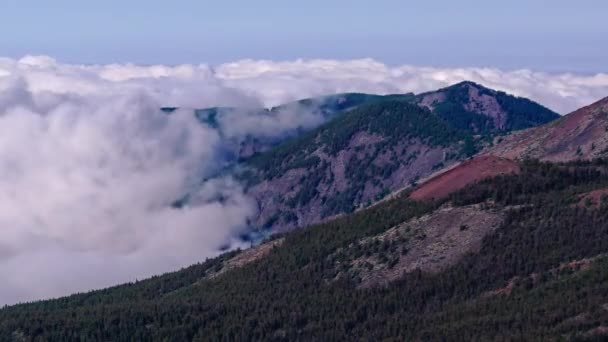 Zee Van Wolken Vanaf Nationaal Park Teide Tenerife Canarische Eilanden — Stockvideo