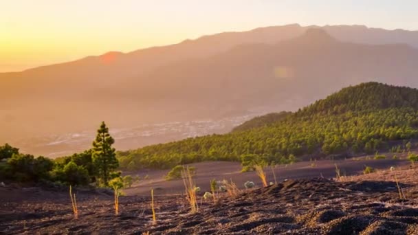 Zonsondergang Llano Del Jable Palma Canarische Eilanden — Stockvideo