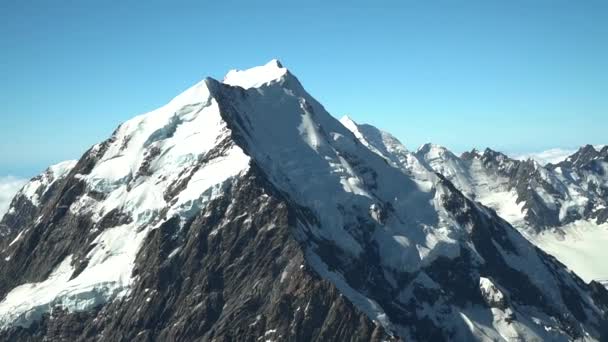 Slowmo Aoraki Mount Cook Vârf Acoperit Zăpadă Alpii Sud Noua — Videoclip de stoc