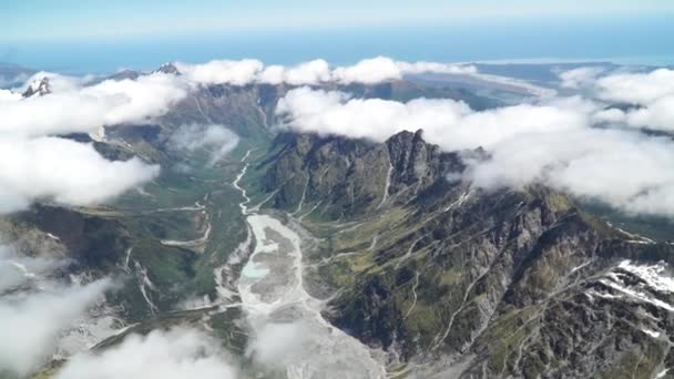 Foto Aérea Desde Avión Vuelo Panorámico Sobre Costa Oeste Glaciar — Vídeo de stock