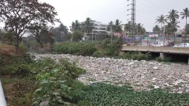 Panning Shot Polluted Agara Lake Bengaluru Karnataka India — Stock video