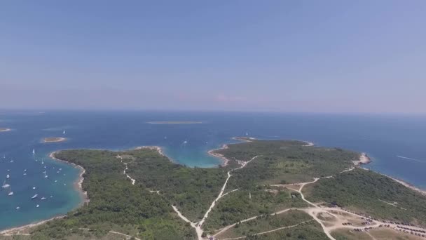 Pan Lento Com Drone Sobre Parque Nacional Kamenjak Croácia — Vídeo de Stock