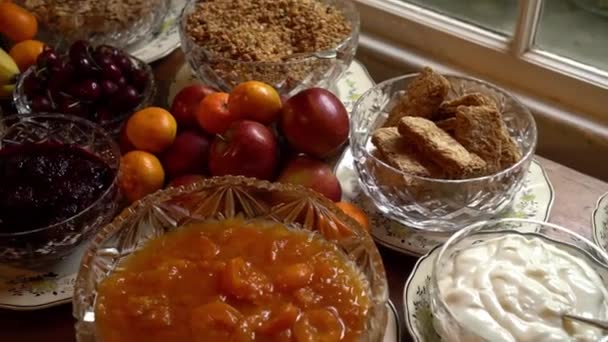 Colazione Buffet Bed Breakfast Lusso — Video Stock