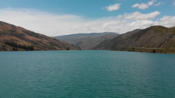 Slowmo Aérea Presa Clyde Lago Dunstan Otago Central Nueva Zelanda — Vídeo de stock