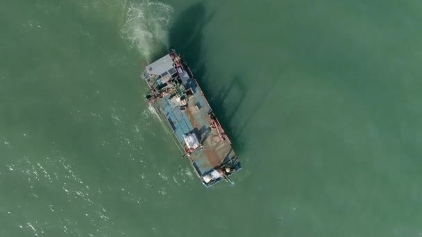 Vue Aérienne Haut Bas Bateau Travail Moules Conchylicoles Avec Une — Video