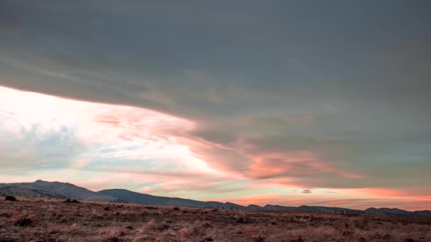 Czas Upływa Zachodzie Słońca Chmury Soczewkowe Boulder Kolorado — Wideo stockowe