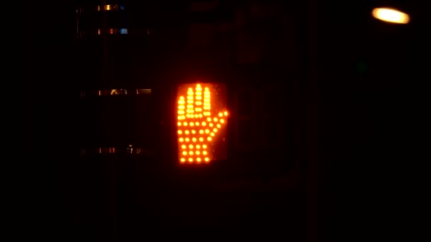Pedestrian Traffic Light Switching Red White — Stock Video