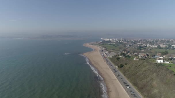 Aerial Tracking Exmouth Beach Reino Unido Olhando Para Oeste Cidade — Vídeo de Stock