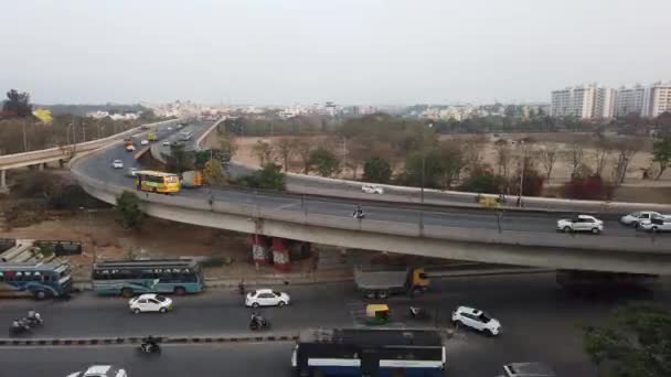 Ampio Angolo Panning Calo Movimento Del Traffico Puram Bengaluru India — Video Stock