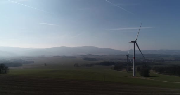 Windmolens Prachtig Licht Tsjechië Luchtfoto — Stockvideo