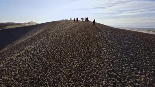 Vue Aérienne Panoramique Gauche Mer Forêt Sommet Dune Pyla France — Video