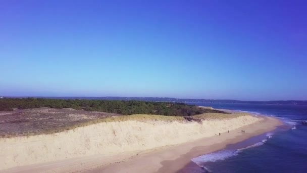 Légi Felvétel Talapzat Fel Cap Ferret Tenger Pyla Dűne Horizont — Stock videók