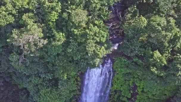 Flygfoto Väg Ner Till Vattenfallets Krön Meseta Chorcha Chiriqui Panama — Stockvideo