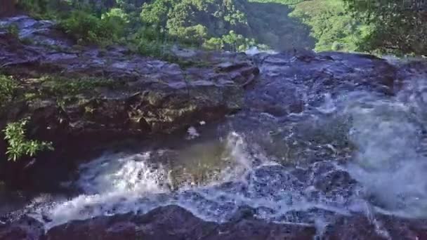 Aerial Shot Waterfall Flying Crest Fall Meseta Chorcha Chiriqui Panama — Vídeos de Stock