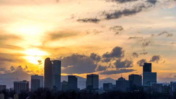 Laps Temps Nuages Pendant Coucher Soleil Sur Horizon Denver Colorado — Video