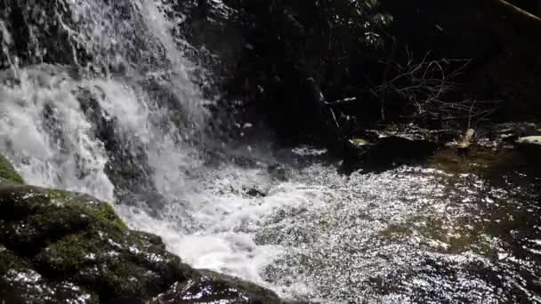 Rallentatore Acqua Che Precipita Dal Lato Della Cascata Montagna Girato — Video Stock