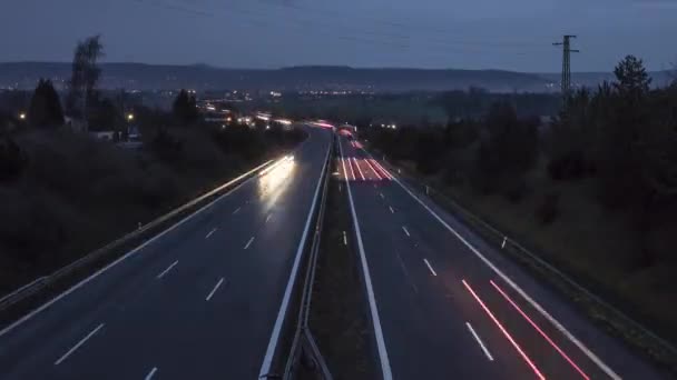 Timelapse Trafiken Motorvägen Natten Snabbare Version — Stockvideo