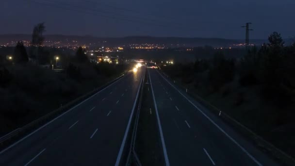 Zeitraffer Auf Der Autobahn Der Nacht Langsamere Version — Stockvideo