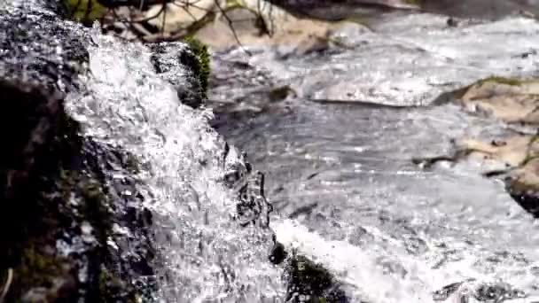 Água Mergulha Uma Cachoeira Câmera Lenta 180 Quadros Por Segundo — Vídeo de Stock