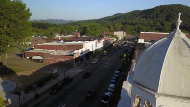 Aerial Downtown Marion North Carolina — стокове відео