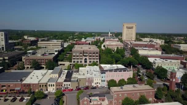 Aerial Spartanburg South Carolina Small City Usa Skyline — Stock Video