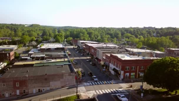 Aerial Downtown Rutherfordton Carolina Del Norte — Vídeo de stock