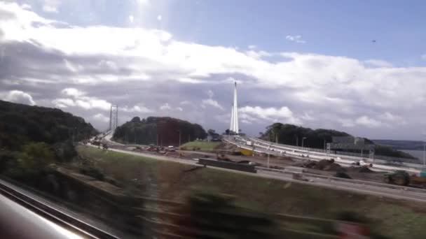 Met Trein Naar Edinburgh Schotland Met Een Zonnige Warme Dag — Stockvideo