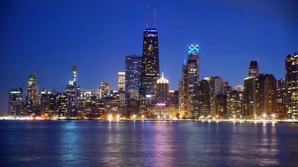 Небо Над Чикаго Ночное Время — стоковое видео