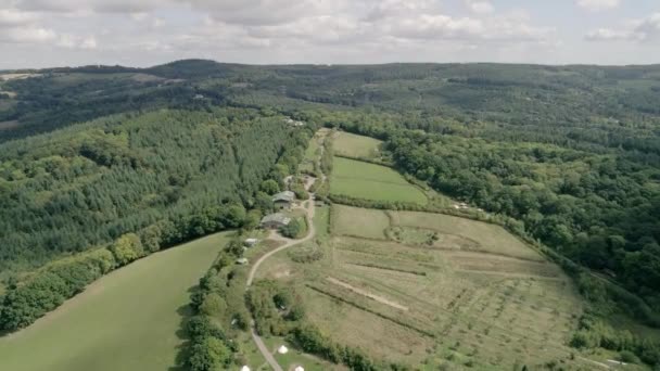 Letecká Moucha Nad Embercombe Okolním Údolím Poblíž Dartmoor Velká Británie — Stock video