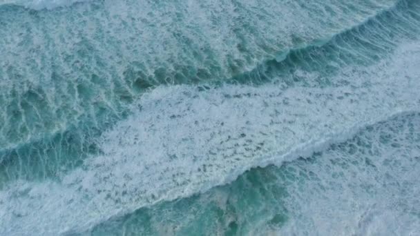 Aerial View Breaking Waves Shore Shot Done — Stock Video