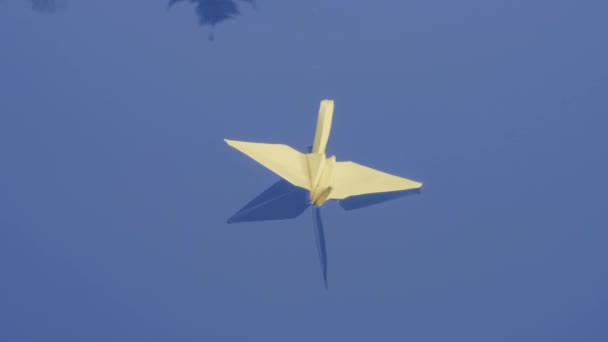水面に浮かぶパステルカラーの折り紙白鳥の閉鎖 — ストック動画