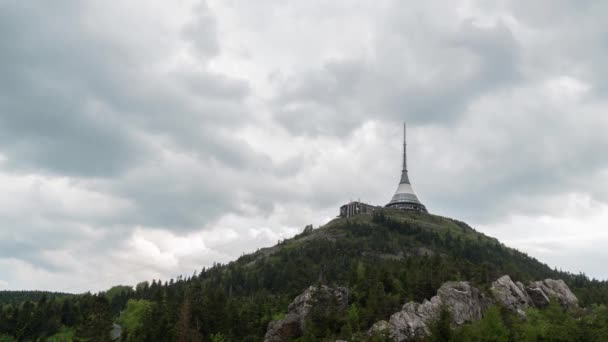 Timelapse Jested Tower Liberec City Czech Republic Widok Statyczny — Wideo stockowe