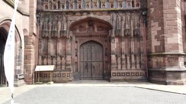 Catedral Chester Vista Principal Entrada Chester Centro Cidade Reino Unido — Vídeo de Stock