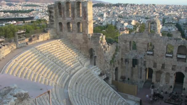 Panoramatický Pohled Ódeiu Héróda Attika Akropoli Athény Řecko — Stock video