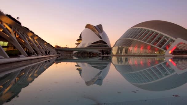 Orașul Artelor Științelor Muzeul Științe Valencia Timp Real Apusul Soarelui — Videoclip de stoc