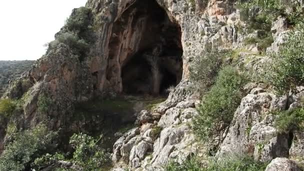 Vista Entrada Cueva Natural Región Montañosa Taza Marruecos — Vídeo de stock