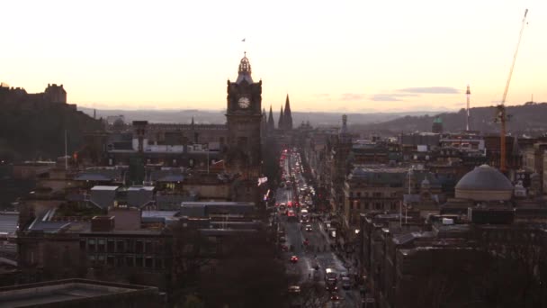 Crazy Tętniące Życiem Miasto Północy Pokazując Princes Street Edynburgu Szkocja — Wideo stockowe