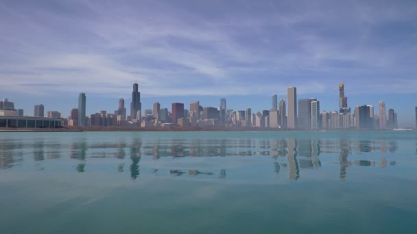 Chicago Panoramiczny Widok Panoramę Słoneczny Dzień — Wideo stockowe