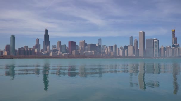 Chicago Városkép Panoráma Egy Napsütéses Napon — Stock videók