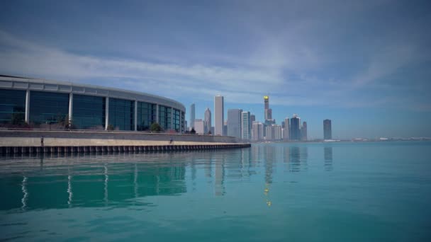 阳光灿烂的芝加哥天际线全景 — 图库视频影像