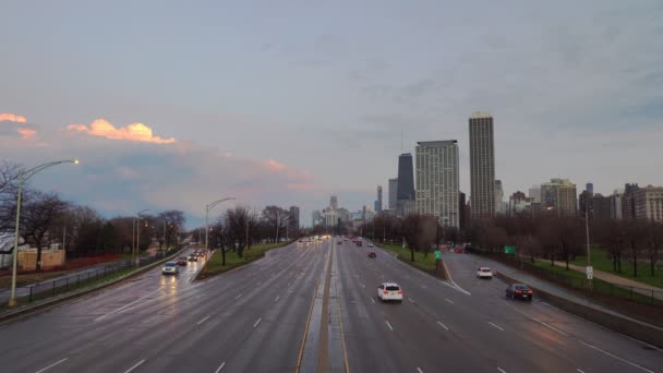 Widok Autostradę Pobliżu Lincoln Park Chicago — Wideo stockowe