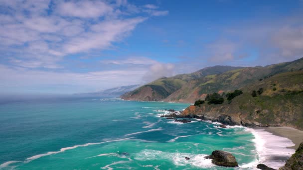 Utsikt Från California Pacific Coast Highway Början Våren — Stockvideo