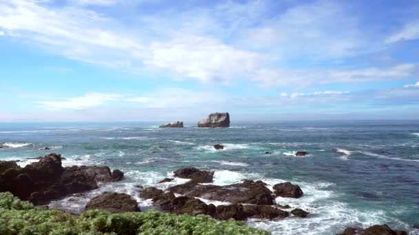 Vista Vicino Delle Onde Oceaniche Sulla Costa Pacifica Della California — Video Stock