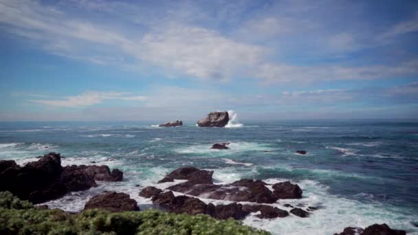 Vista Cerca Las Olas Del Océano Costa Del Pacífico California — Vídeos de Stock